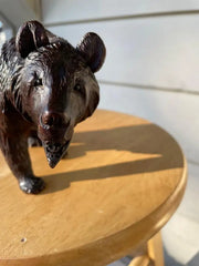 19th Century Swiss Black Forest Carved and Stained Walnut Bear