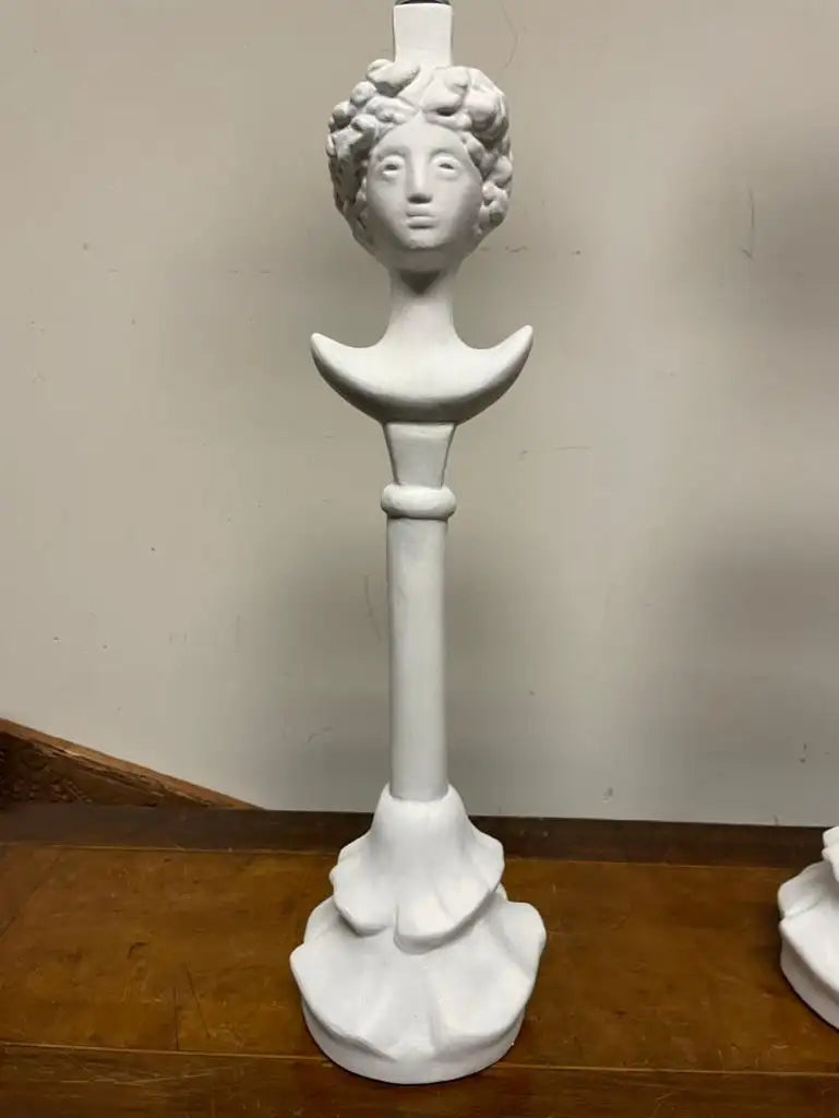 Pair of Tete du Femme Painted Plaster Table Lamps After Alberto Giacometti