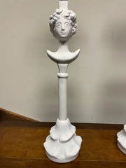 Pair Painted Plaster Table Lamps After Alberto Giacometti, "Tete de Femme"