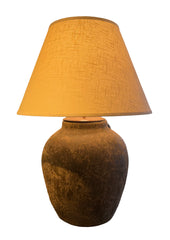 Large Terra Cotta Vase Mounted as a Table Lamp, Brown Rustic Finish