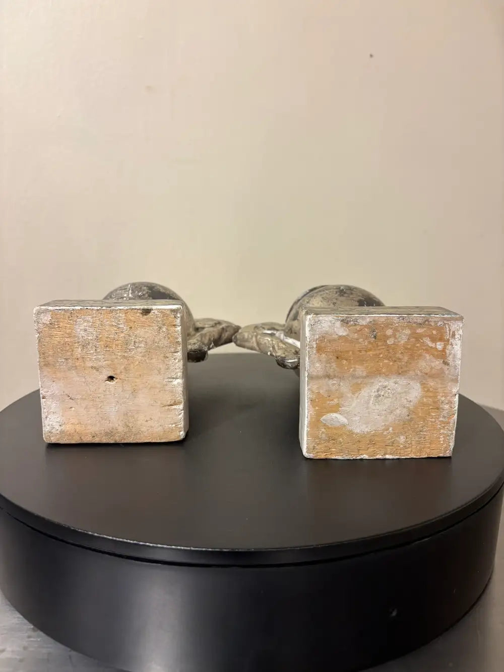 Pair 18th Italian Century Carved Silver Gilt Two Handled Urns