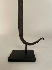 Pair of African Iron Bandaka Hoe Currency, Mounted on Custom Steel Bases