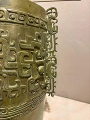 Chinese Archaistic Bronze Ritual Bell, Zhou Dynasty Style having Great Verdigris Patina