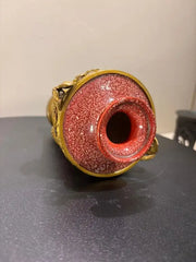 French Louis XVI Style Porcelain Vase Faux Porphyry Glaze Gilt Bronze Mounts