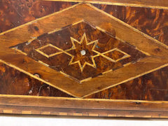 19th Century Burl Wood Box With Fruit Wood and Mother of Pearl Inlay