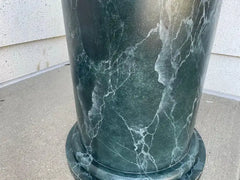 Monumental Neoclassical Column Form Faux Green Marble Painted Wood Pedestal