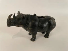 19th Century Chinese Bronze Rhinoceros Incense Holder