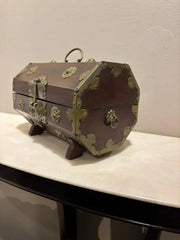 19th Century Chinese Rosewood Octagonal Box with Brass Mounts