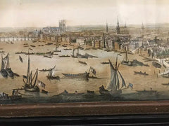 18th Century Color Engraving of Westminster, Somerset House in Original Frame