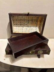19th Century Chinese Rosewood Octagonal Box with Brass Mounts