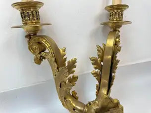 Exceptional Pair of Neoclassical Gilt Bronze Sconces by E.F. Caldwell