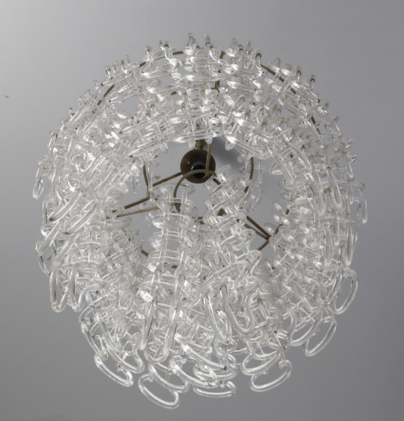 Angelo Mangiarotti Giogali ceiling lamp for Vetreria Vistosi - chromed metal and glass