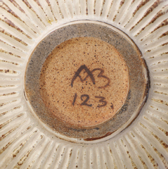 Arne Bang Round Stoneware Bowl with Vertical Incised Relief Decor