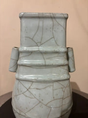 19th Chinese Hu Shaped Celadon Porcelain Vase with Crackle Glaze
