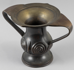 Japanese Bronze Vase,  Archaic Baluster Form with Flying Handles and Raised Coil Decoration