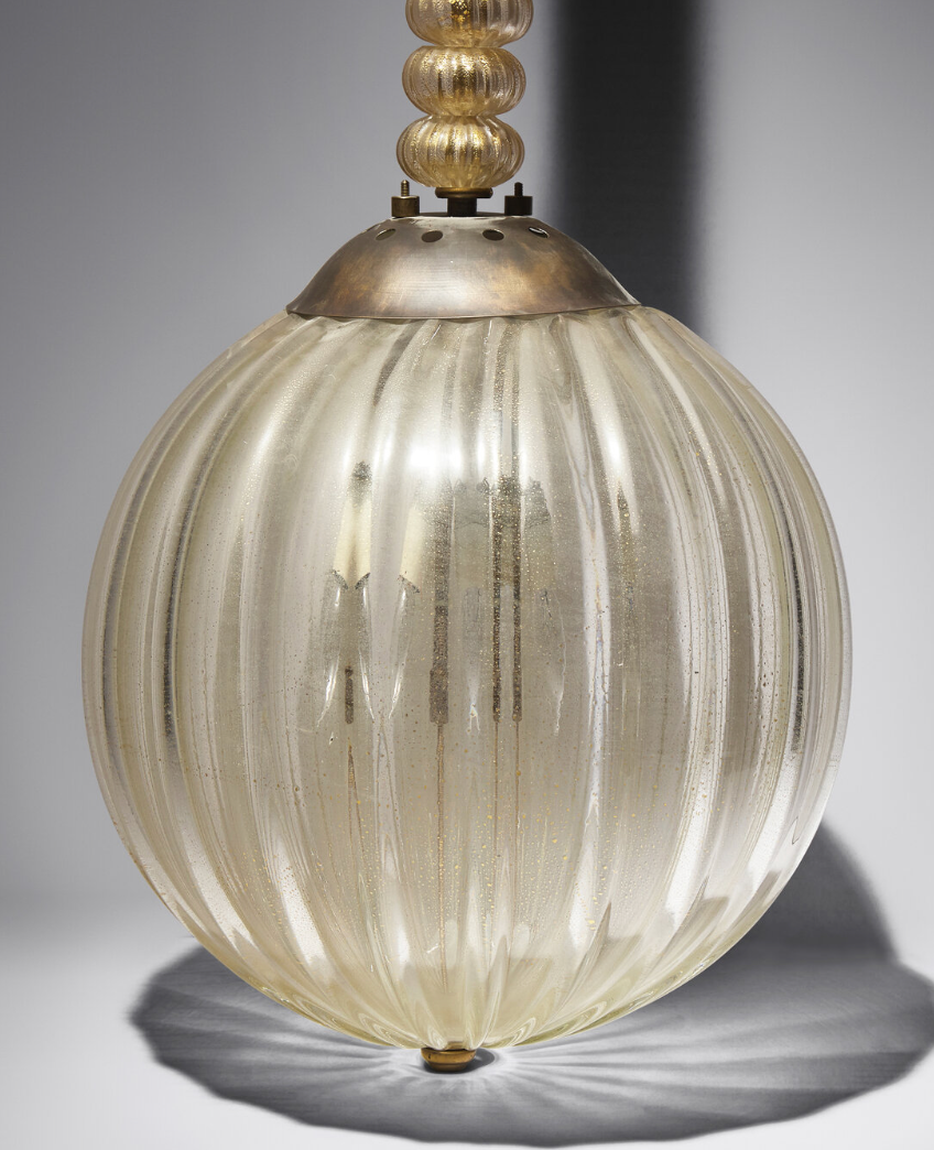 Attributed to Seguso Vetri D'Arte Blown Glass Round Lantern, c. 1935