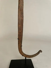 Pair of African Iron Bandaka Hoe Currency, Mounted on Custom Steel Bases