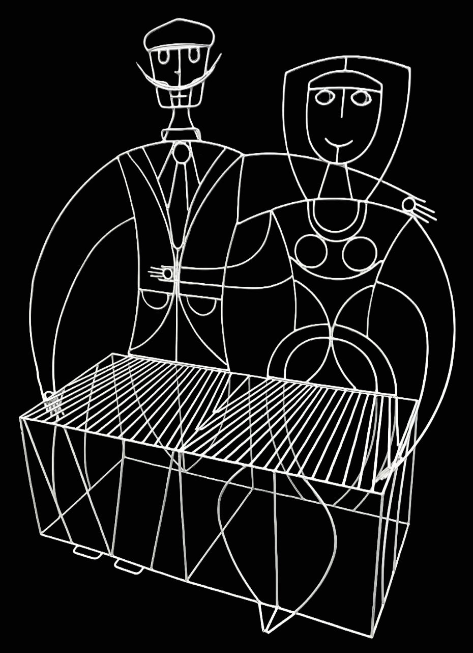 John Risley Monsieur and Madam Welded Metal Bench