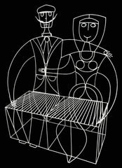 John Risley Monsieur and Madam Welded Metal Bench