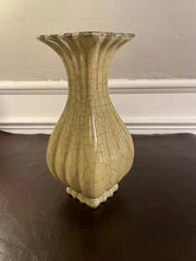 Chinese Crackle Glaze Fluted Vase