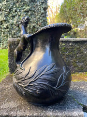 19th Century Italian Grand Tour Bronze Wine Vessel Askos with Panther Handle