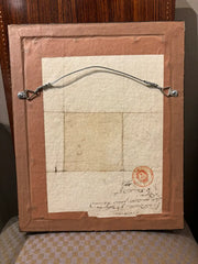 18th Century French Crayon Drawing in Period Ebonized and Gilt Wood Frame
