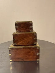Set of Three 19th C Regency Anglo Indian Rosewood Boxes with Brass Mounts