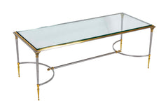 A Maison Charles Style Stainless Steel and Gilt bronze Coffee Table