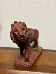 19th Century French Red Painted Zinc Striding Lion