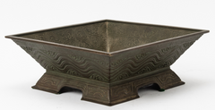 Chinese Cast Bronze Square Censer, Qing Dynasty