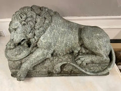 19th Century Serpentine Carving of 'The Dying Lion' After Bertel Thorvaldsen