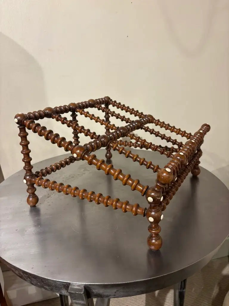 19th Century English Regency Turned Elmwood Book Stand with Bone Decoration