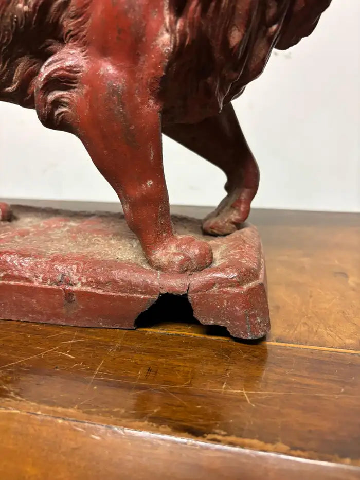 19th Century French Red Painted Zinc Striding Lion
