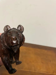 19th Century Swiss Black Forest Carved and Stained Walnut Bear