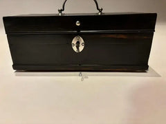19th Century Dutch Ebony Box With Silver Mounts and Hinges