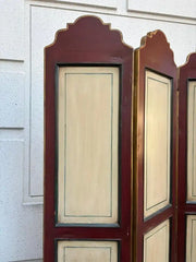 Italian Painted Four Panel Wood Screen Room Divider With Floral Decoration