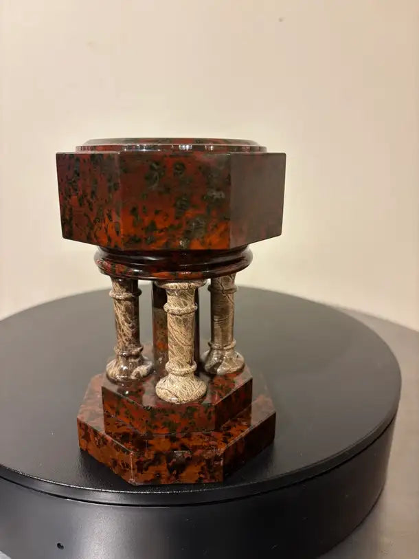 19th Century Italian Hardstone Urn Miniature Font Signed and Dated 1834