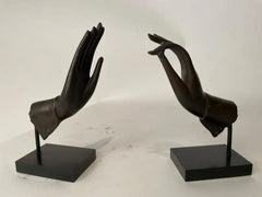 19th Century Pair of Thai Bronze Hands of the Buddha, Abhaya and Vitarka Mudras