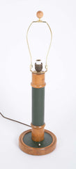 A Leather and Oak Lamp Designed by Paul Dupre-Lafon for Hermes