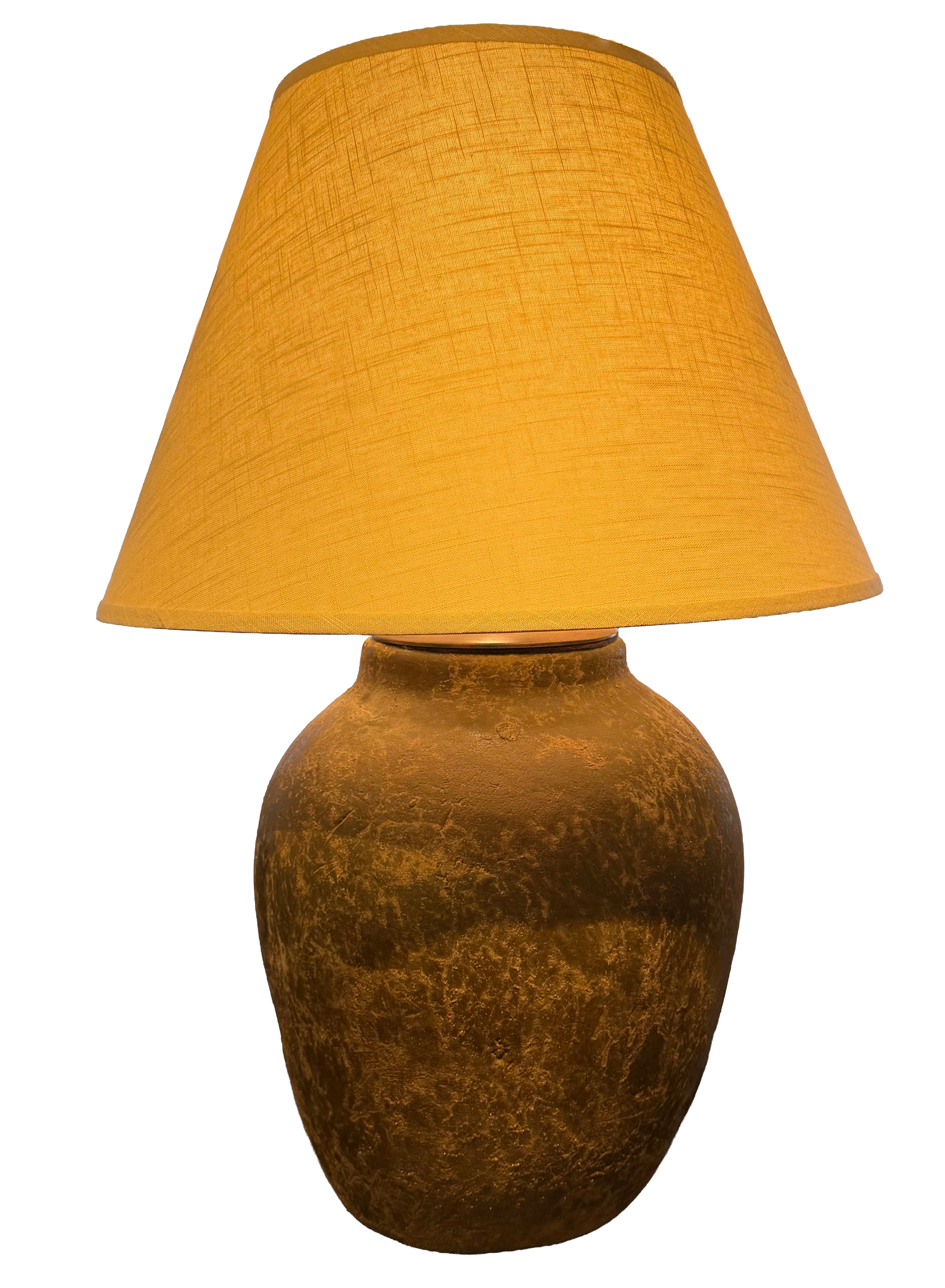 Large Terra Cotta Vase Mounted as a Table Lamp, Brown Rustic Finish