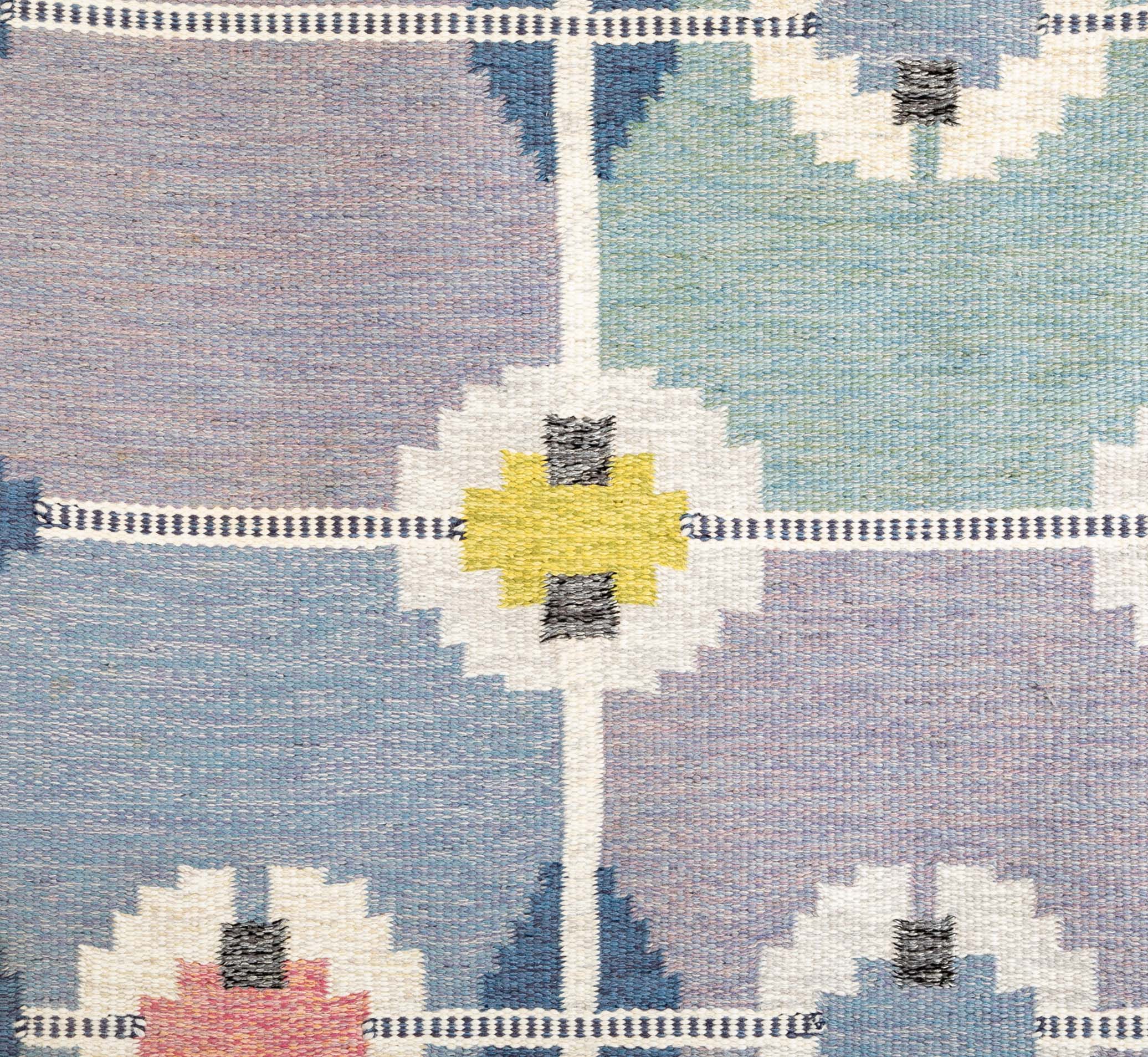Ingegerd Silow Handwoven Wool Carpet in Rölakan Flatweave Technique