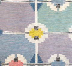 Ingegerd Silow Handwoven Wool Carpet in Rölakan Flatweave Technique