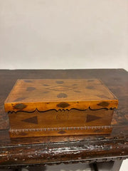 19th Century Folk Art Box with Inlaid Hearts