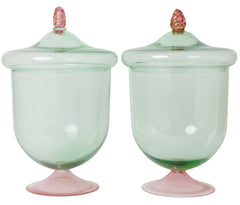 A Pair of Monumental Murano Covered Urns