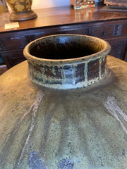 19th Century Japanese Green Glazed Ceramic Storage Jar, Large Scale