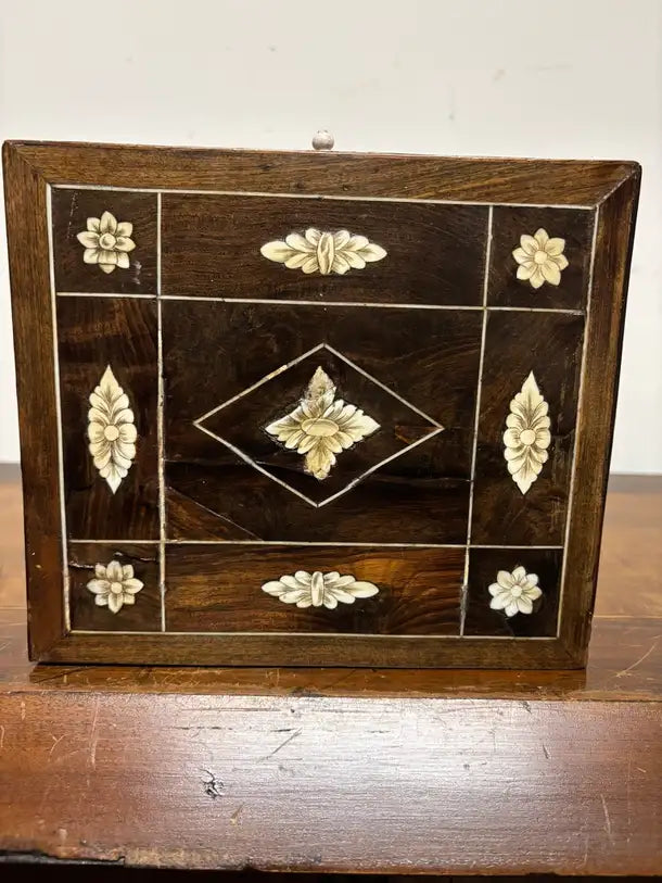 17th Century Dutch Baroque Rosewood Chest with Etched Bone Inlay