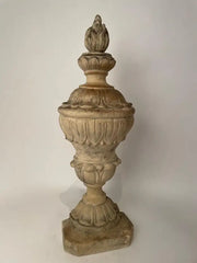 Pair 19th Century Neoclassical Style Italian Plaster Urns with Flame Finials