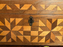 19th Century Walnut and Satin Wood Box With Geometric Inlay