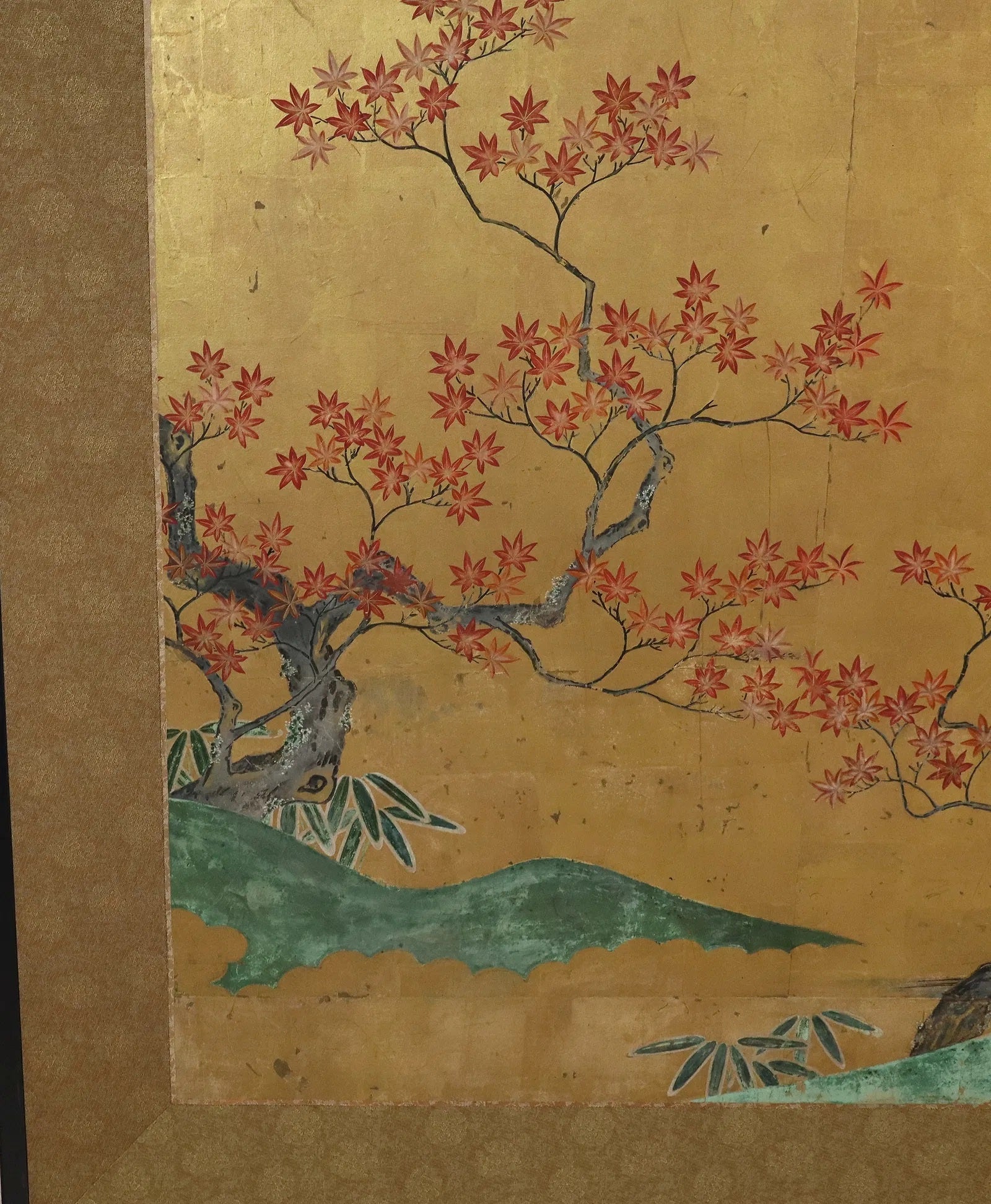 Japanese Kano School Screen of Maple Trees in Autumn