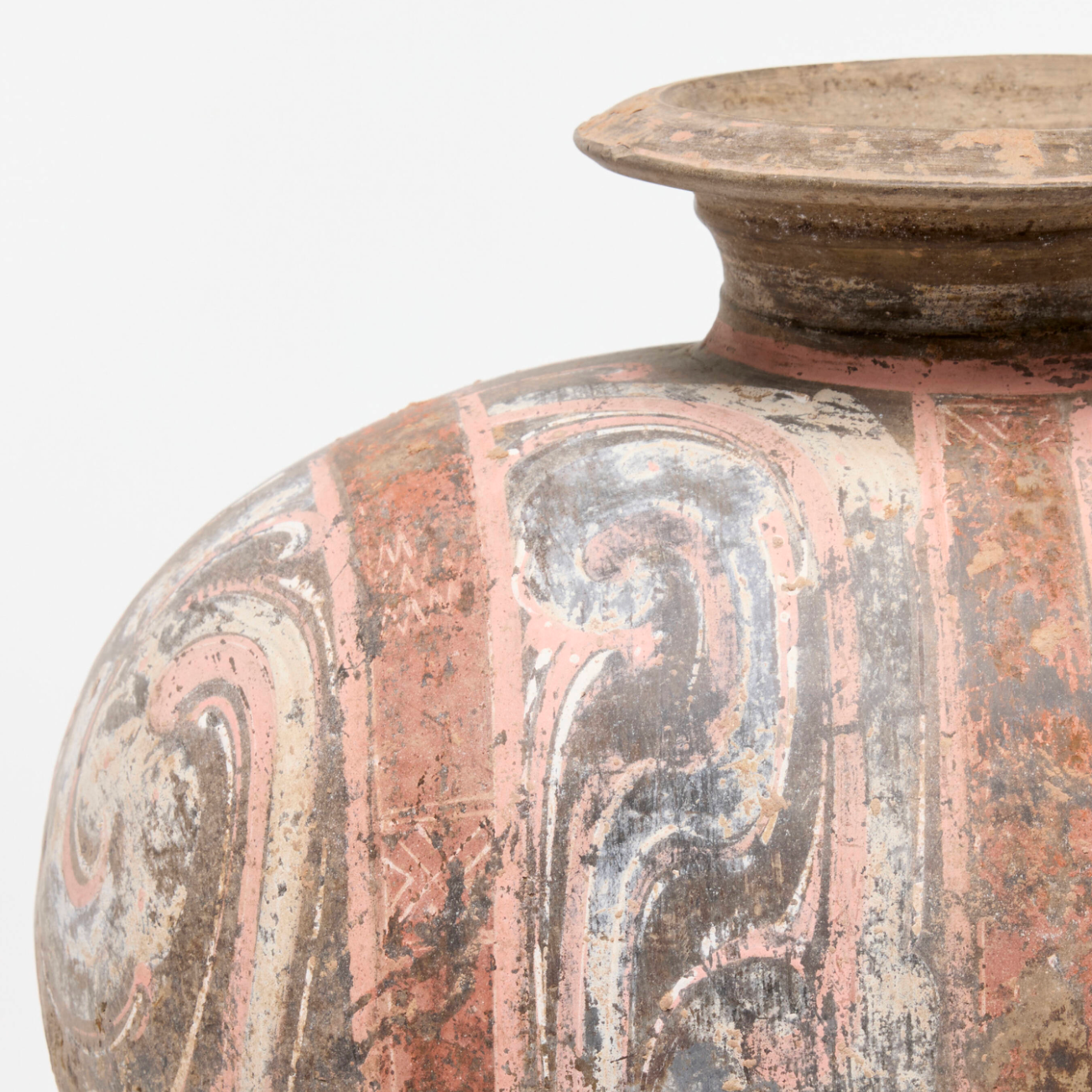 Chinese Coccon Vessel Han Dynasty or Later Earthenware with Pigment